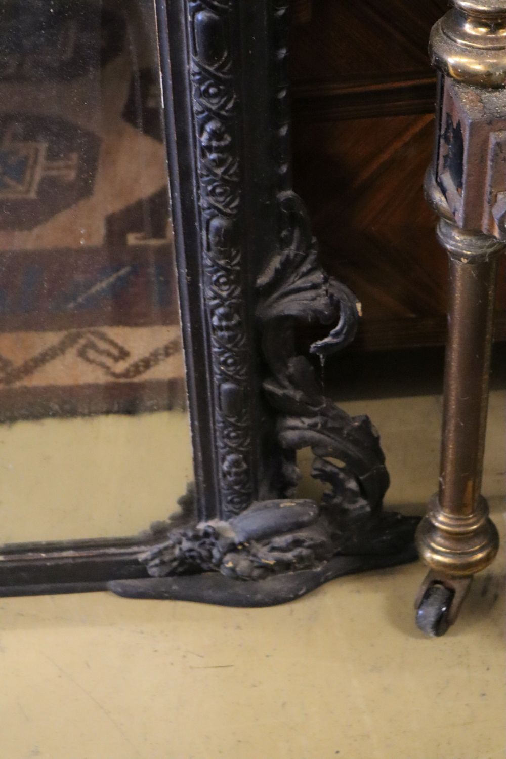 A Victorian gilt overmantel, width 144cm height 166cm (a.f.)